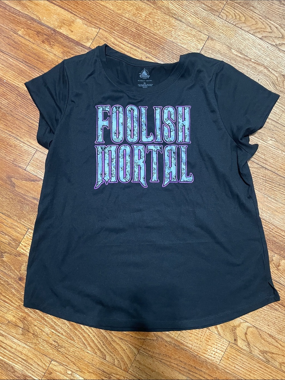 Disneys haunted mansion FOOLISH MORTAL Black Graphic Tee